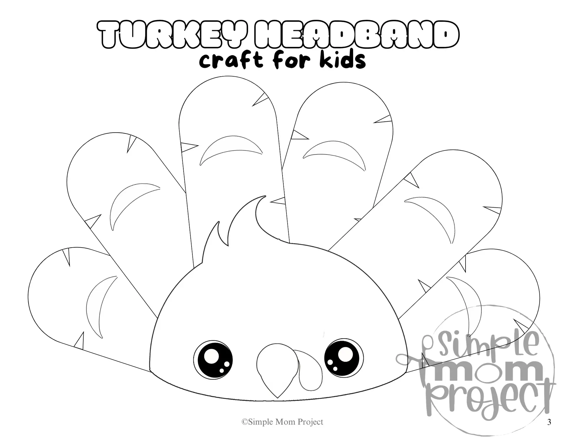 printable turkey headband diy paper craft for kids - simple mom